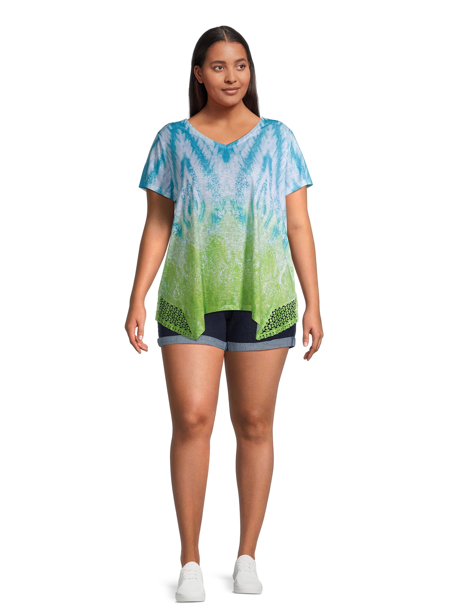 Time and Tru Women's Pull-On Denim Shorts, 5" Inseam, Sizes XS-XXL