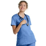 Landau ProFlex Tailored Fit Stretch 3-Pocket Mock Wrap Scrub Top for Women 4161