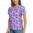 thumbnail image 5 of Yiaed Violet Print Women's T Shirt V-Neck Short Sleeve Shirt Casual Breathable Tee Summer Tops-XX-Large, 5 of 5