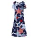 thumbnail image 4 of Puntoco Vestido De Manga Corta Con Cuello En V, Vestido Largo Estampado Con Cuello En V Y Manga Corta Para Mujer Azul Xl, 4 of 5