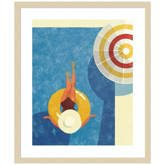 Amanti Art Pool Time I Woman Wood Framed Wall Art Print