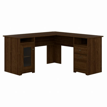 Bush Furniture Cabot 60 L Shaped Desk with Storage Modern Walnut Bush Furniture Cabot 60 L Shaped Desk with Storage Modern Walnut