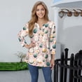 thumbnail image 3 of HAVUITYY Easter 3/4 Sleeve Sweaters for Womens, Cute Bunny Eggs Printed Womens Tops, Spring Going Out Shirts for Women Wear & Gifts, 3 of 5