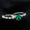 thumbnail image 3 of Rosec Jewels Certified Lab Grown Emerald Wedding Ring Set of 2 - Emerald Diamond Engagement Ring with Wedding Band - AAAA Grade, 14K White Gold, US 6.50, 3 of 5