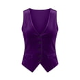 thumbnail image 7 of Women's Sleeveless Velvet Button Vest, V-Neck Fitted Waistcoat for Office Days and Lounging at Home Purple S, 7 of 7