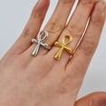 thumbnail image 2 of 14k Yellow Gold Ankh Ring for Women Girls African Egyptian Cross Charms Finger Ring Jewelry Egypt Hieroglyphs Nile Key, 2 of 9