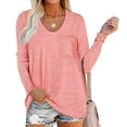 thumbnail image 2 of Annhoo Going out Tops for Women Round Neck Casual Long Sleeve Dressy Shirts Baggy Solid Color Tunics with Pocket, 2 of 9