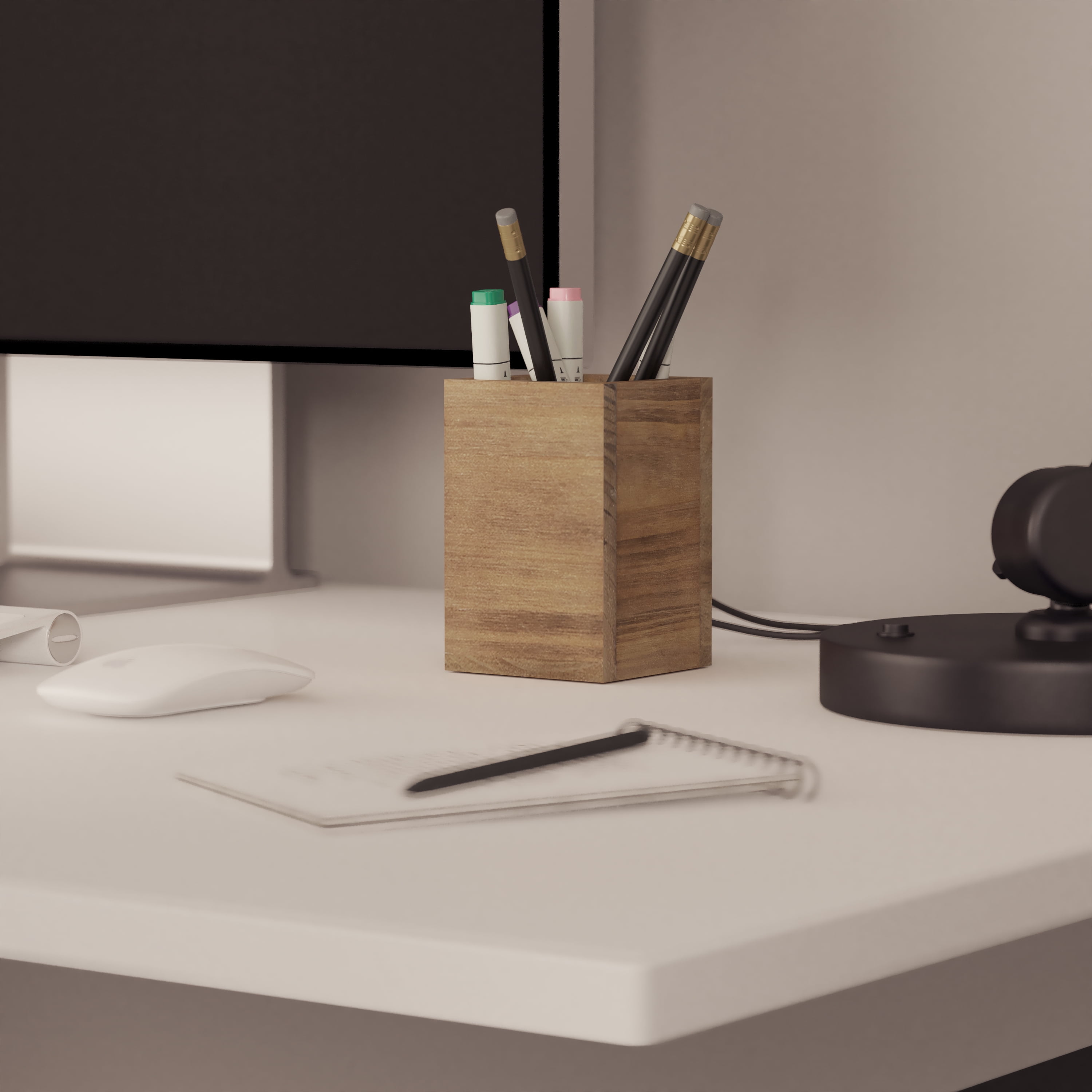 Merrick Lane 3 Piece Wooden Desk Organizer Set for Desktop, Countertop, or Vanity in Rustic Brown