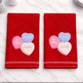 thumbnail image 7 of Serafina Home Valentine Bath Hand Guest Towels, Embroidered Hearts, 2 Piece Set, 16 x 25 inches, 100% Cotton, Red White Purple and Pink, 7 of 7