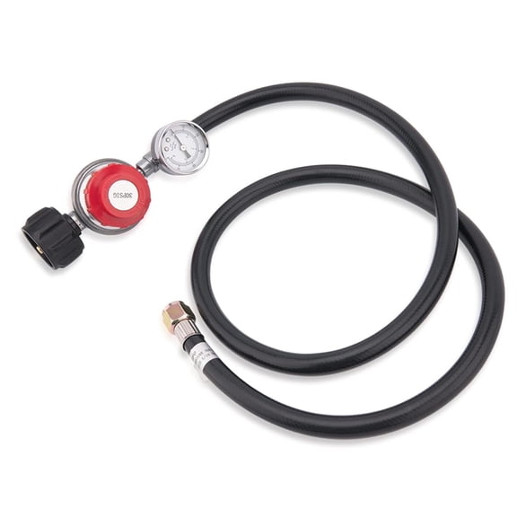 Propane High Pressure Gas Regulator Hose Connector with Gauge for Home Kitchens