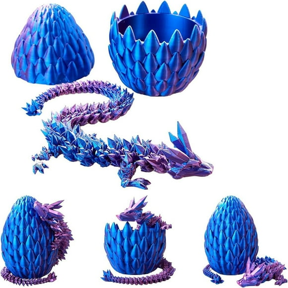 NAOJIE 3d Printed Dragon,Dragon,Dragon Toys,Fidget Toys,3d Printed Toys,3d Printed Dragon Eggs with Dragon Inside,Executive Dragon Fidget Desk Toys for Gifts,Home Office Decor -Blue
