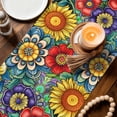 thumbnail image 3 of Boho Colorful Floral Table Runner 108 Inches, Spring Flower Botanical Sunflowers Plant Bed Runner Dresser Scarves Tabletop for Indoor Outdoor Parties/Ceremony/Banquet, 13"x 108", 3 of 8