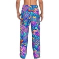 thumbnail image 3 of Goofa Colorful Mushrooms Printed Soft Pajama Pants for Men, Wide Leg Comfy Casual Lounge Yoga Pants-XX-Large, 3 of 9