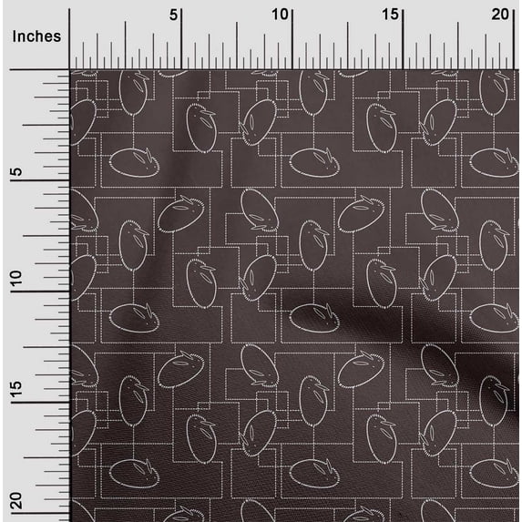 oneOone Cotton Poplin Fabric Geometric Maze & Rabbit Animal Sashiko Print Sewing Fabric BTY 42 Inch Wide