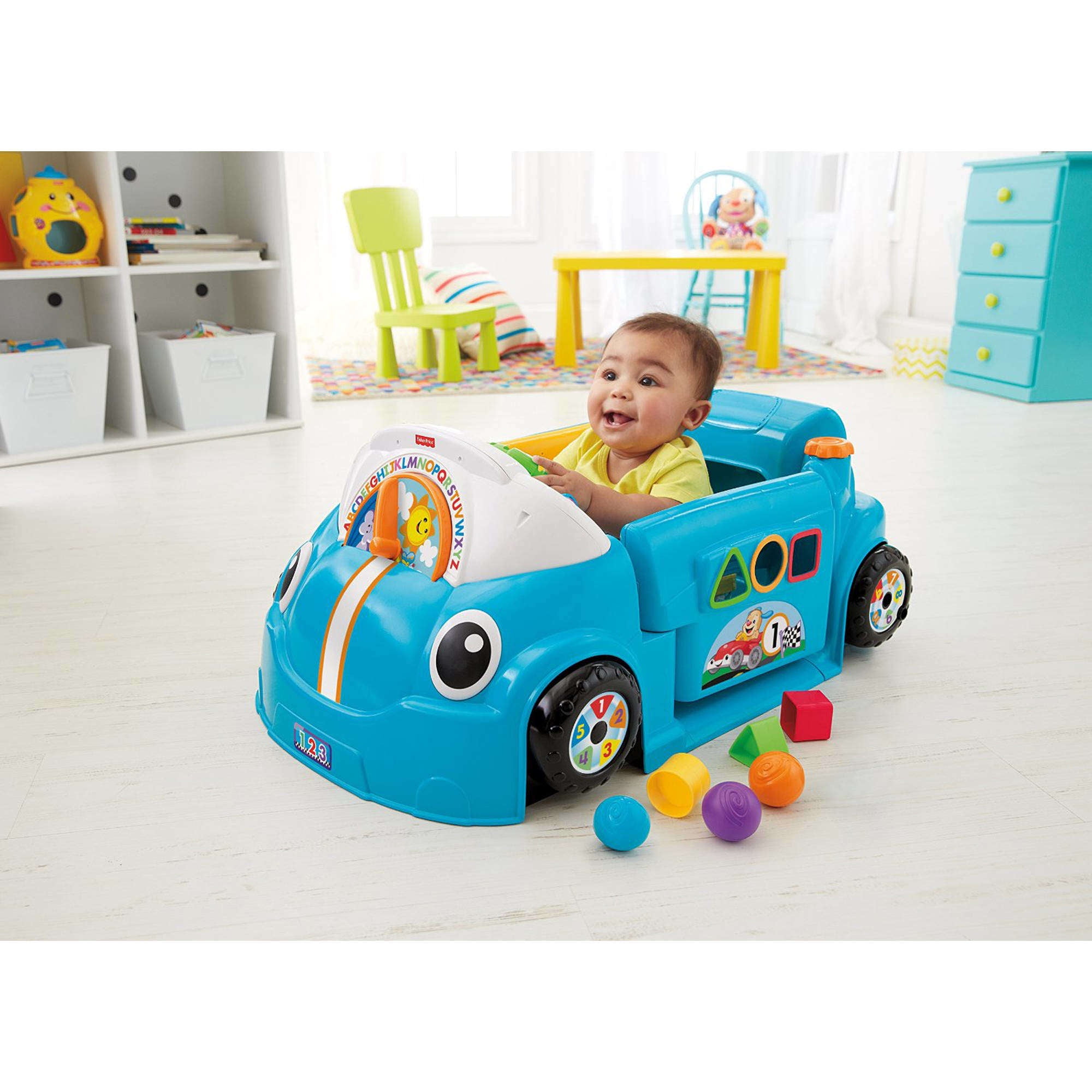 Blau Fisher-Price Lachen & Lernen Crawl A Rund Auto Fahrrad Spielzeug 