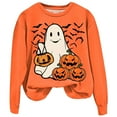 thumbnail image 4 of MYFLOCY Halloween Sweatshirts for Women Orange Ghost Pumpkin Pullover Shirts Crewneck Sweaters Clothes ( S ), 4 of 5