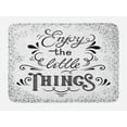 thumbnail image 1 of Enjoy the Little Things Bath Mat, Hand Lettering with Paisley Motifs and Dotted Frame Design, Plush Bathroom Decor Mat with Non Slip Backing, 29.5" X 17.5", Black and White, by Ambesonne, 1 of 2