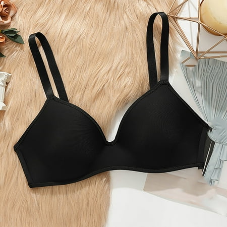 Blczomt Breathable Plus Size Bra Balconette Comfortable Lightly Lined Black Everyday Bras