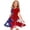 Multicolor2, variant on Girls 4th of July Dresses Independence Day's Print Fashion Cute Midi Dress Red and White Stars Flag Patriotic Graphic Flowy Crew Neck Short Sleeve Outfits, for 4-13 Years