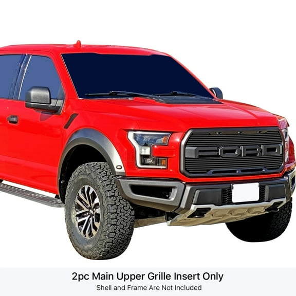 2017-2020 Ford F-150 Raptor Stainless Steel Black Powder Coated Finish 8X6 Horizontal Billet Black Stainless Steel Billet Grille