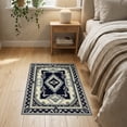 thumbnail image 3 of ODIKA Grey Aztec Boho Southwestern Zigzag Border Gripper Bands Stepped Stain Resistant Thin Throw for Entryway, Kitchen, Laundry Room, 3 of 7