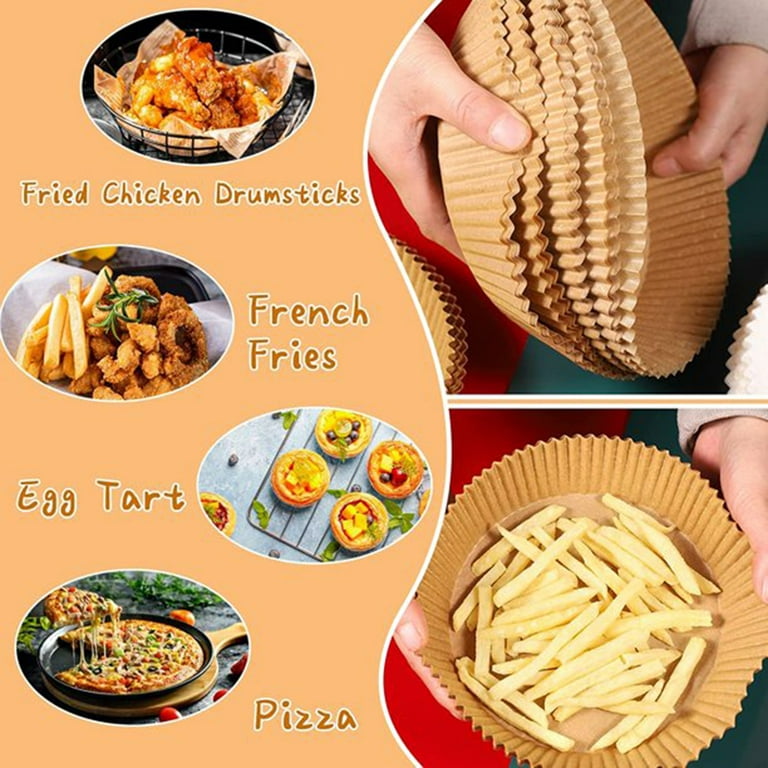 MTFun 50Pcs Air Fryer Parchment Paper Liner Non-Stick Air Fryer Liners  Unbleached Unperforated 6.3 Round Baking Paper for Oven Air Fryer Baking  Roasting Microwave Frying Pan 