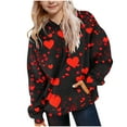 thumbnail image 3 of TaTaai Girls' Hooded Heart Printed Long Sleeve Hoodie, Valentine's Day Gift, Daily Casual Outerwear Top Gift, 3 of 6