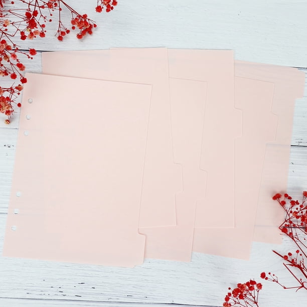 Papel separador de páginas de índice PP de 6 agujeros de hojas sueltas en polvo claro, accesorio para niña, papel separador de cuentas manual A5A6