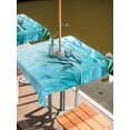 thumbnail image 2 of Outdoor Tablecloth with Umbrella Hole for Patio/Picnic/Party/Camping, Teal Blue Corals Waterproof Table Cloth Square Cover Washable, Summer Modern Coastal Ocean Sea (54"x 54"), 2 of 9