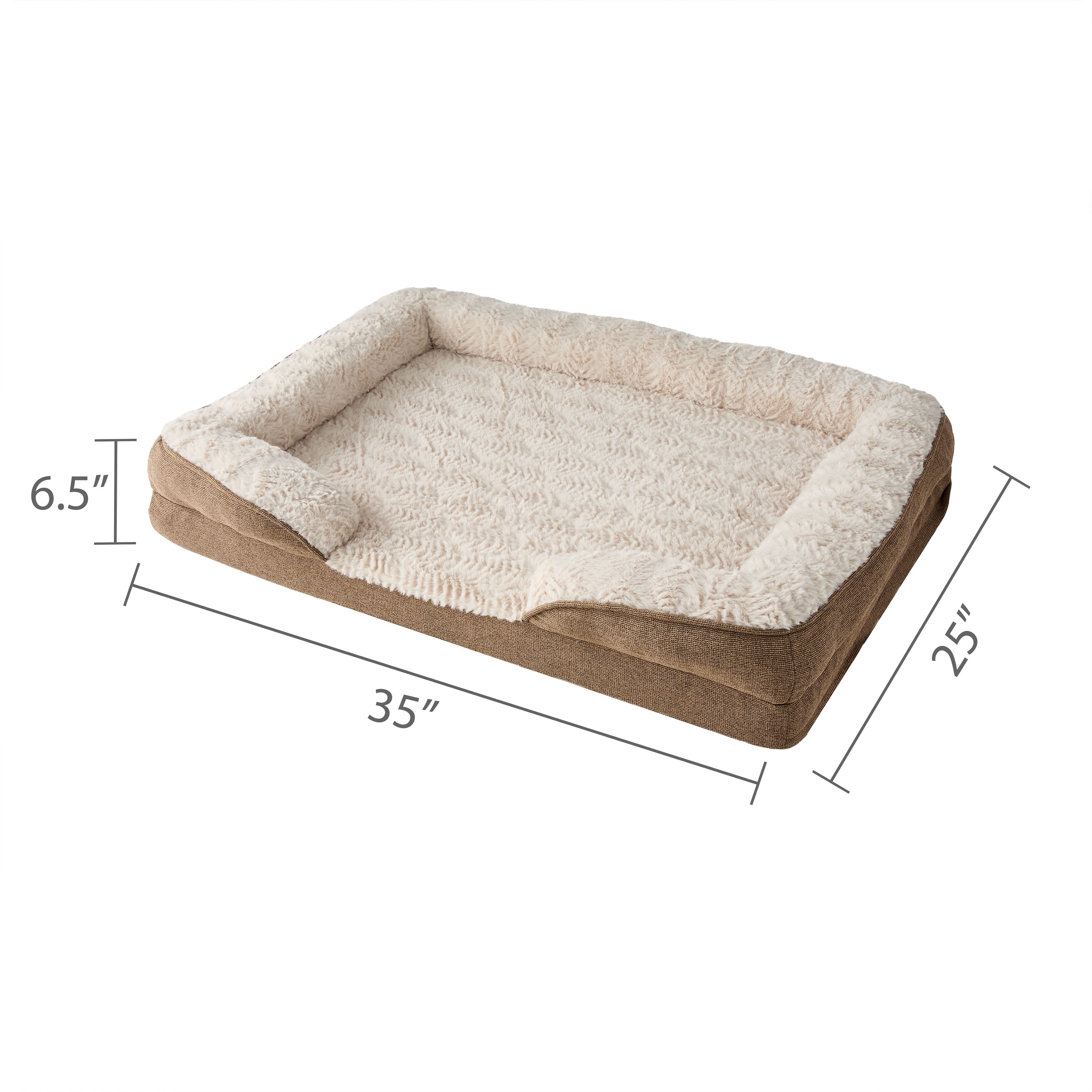 Vibrant Life Medium Orthopedic Bolster Dog Bed, Tan, 25" x 35"