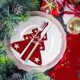 thumbnail image 4 of Cubiertos de Navidad, Fieltro navideño rojo, Cubiertos con forma de árbol de Navidad, Cuchillo y tenedor, Vajilla, Cuchara, Bolsa de toallas, Mesa decorativa, Boda, Fiesta de Navidad, 4 of 7