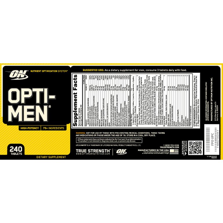 Optimum Nutrition Opti-Men Sport Multivitamin, Energy