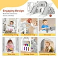 thumbnail image 5 of JOYLDIAS 10 in 1 Toddler Double Slides Kids Playset with Swing, Climber, Basketball Hoop, Tunnel, Telescope, Storage Space and Non-Slip Steps, Indoor Outdoor Backyard Playground (White&Gray), 5 of 9