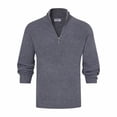 thumbnail image 2 of Men's Half Zip Knit Sweater with High Neck, Ribbed Long Sleeve Pullover, 2 of 8
