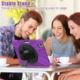 thumbnail image 6 of SaniMore for Apple iPad Air 11 (2024), Rotating Handle Shoulder Strap Bracket Drop Resistant Tri-layer Heavy Duty Protective Shcokproof Tablet Cover, Purple, 6 of 16