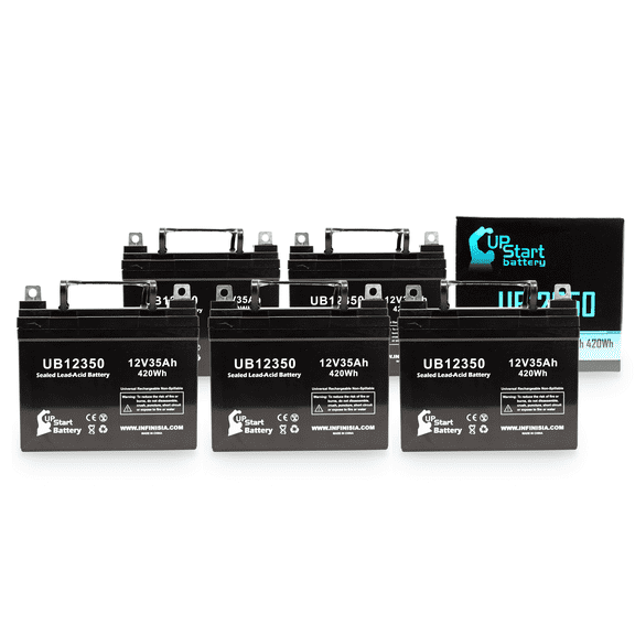 5x Pack - Compatible Lithonia FA525 Battery - Replacement UB12350 Universal Sealed Lead Acid Battery (12V, 35Ah, 35000mAh, L1 Terminal, AGM, SLA)