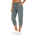 thumbnail image 3 of Womens Linen Cropped Jogger Pants Elastic Drawstring Waist Casual Summer Trousers with Pockets Lightweight Lounge Pants, L, 3 of 9