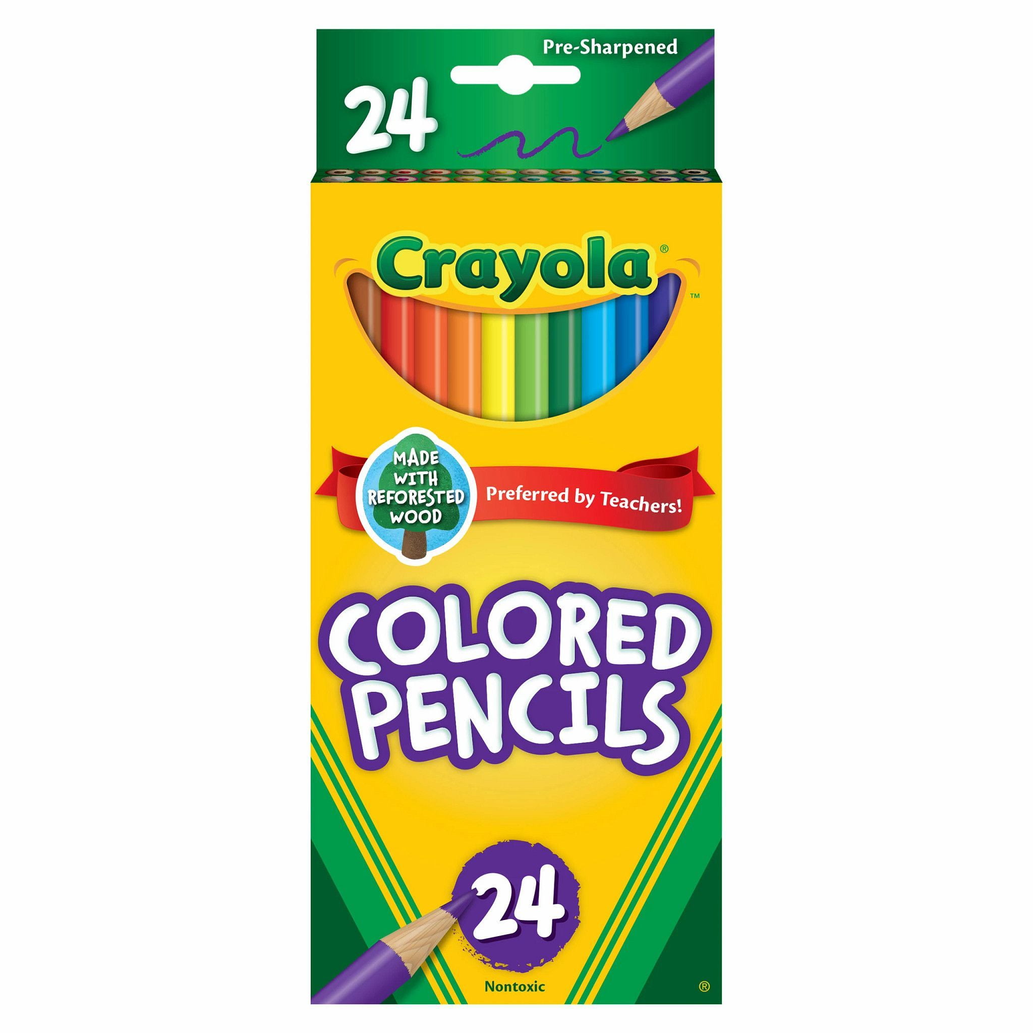 Crayola Colored Pencils, School Supplies, Assorted Colors, Pre-sharpened, 24 Count