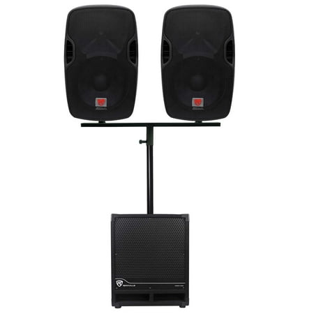 Rockville DJ Package w/ (2) 12" Active Speakers+Dual Mount+12" Powered Subwoofer