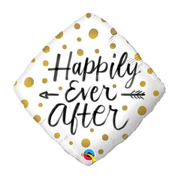 Qualatex 91218 18 in. Happily Ever After Gold Dots Flat Foil Balloon - Pack of 5