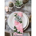 thumbnail image 2 of Pink Roses Cloth Napkins Set of 6 Reusable Dinner Napkins, Valentine's Day Romantic Flowers Green Leaf Stripes Cocktail Napkin Washable Table Napkins for Wedding/Holiday Party/Baby Shower 20"x20", 2 of 7