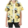 thumbnail image 2 of Kids Boys Tshirts Summer Cute Bee Print Lapel Botton Down Short Sleeves Fashion Tops Tee Shirts Daily-Wear,Yellow,9-10 Years, 2 of 4