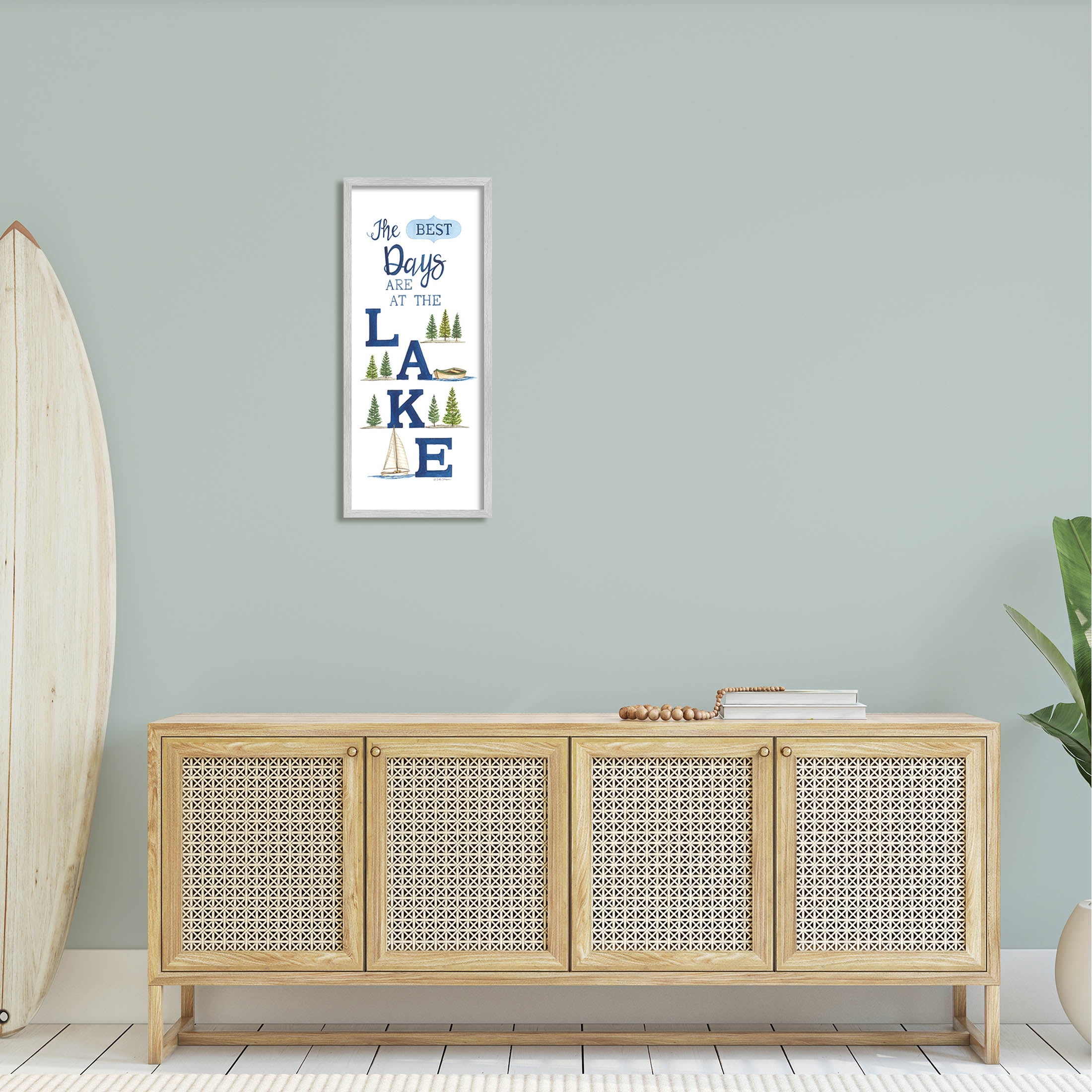 Best Days At The Lake Phrase Inspirational Graphic Art Gray Framed Art Print Wall Art