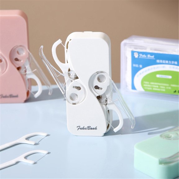 MTBLYS Dispensador de hilo dental de viaje con sistema de apertura automática | Dispensador bilateral para hilo dental | Duradero y portátil | Recargable en una sola pieza