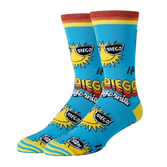 OoohYeah Men's Funny Crew Socks, Crazy Colorful Novelty Dress Socks, San Diego