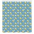 thumbnail image 3 of Bee Shower Curtain, Cute Hand-Drawn Bees with Wings and Enourmous Eyes Flying in the Blue Sky with Clouds, Fabric Bathroom Set with Hooks, 69W X 75L Inches Long, Multicolor, by Ambesonne, 3 of 3