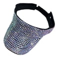 thumbnail image 2 of Crystal Sequin Bling Rhinestone Visor Sun Hat Adjustable Golf Black colorful, 2 of 8