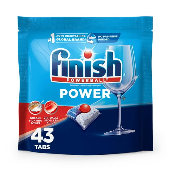Finish Power Dishwasher Pods, No Pre-Rinse Dishwasher Detergent Soap for Deep Clean & Shine with Degreasing Power, 43 Count