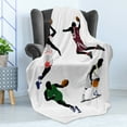thumbnail image 4 of Sports Soft Flannel Fleece Blanket, Basketball Players Dribbling Dunking Floater Vibrant Colored Uniforms Sportsmanship, Cozy Plush for Indoor and Outdoor Use, 60" x 80", Multicolor, by Ambesonne, 4 of 5