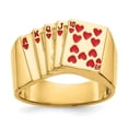 thumbnail image 4 of 14K Yellow Gold Enameled Royal Flush in Hearts Mens Ring Size 10, 4 of 5